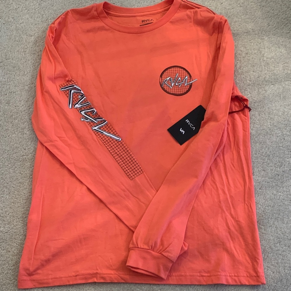RVCA Men's Vibrant Orange Long Sleeve Tee